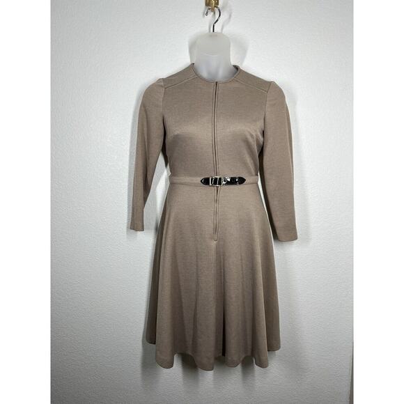 Vintage 1960s Kay Windsor Zip Front Dress Size 12 Belted Secretary Long - Picture 1 of 7
